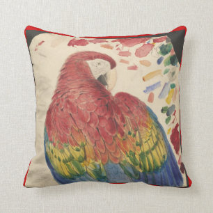 Almofada Do Macaw escarlate antigo do desenho do papagaio