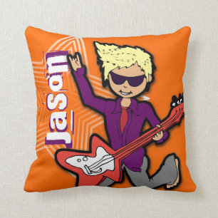 Almofada Do menino rockstar conhecido da guitarra dos