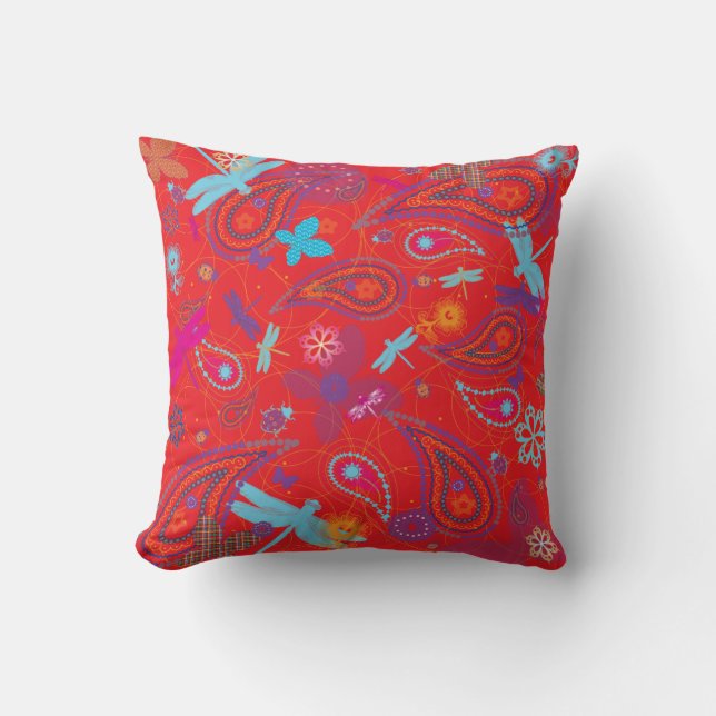 Almofada Do "O vermelho retro dois do piquenique verão" (Frente)