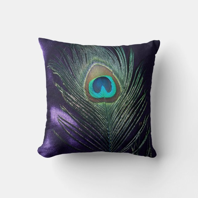Almofada Do pavão da pena vida roxa impressionante ainda (Frente)