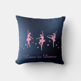 Almofada do tema do Balé Ballerina rosa e marinho