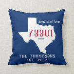 Almofada Do travesseiro feito sob encomenda da casa do<br><div class="desc">Travesseiro feito sob encomenda da casa da cidade de Texas - adicione seus cidade,  código postal,  e nome de família!</div>