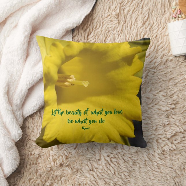 Almofada Do What You Love Daffodil Inspirational Rumi Quote (Cobertor)