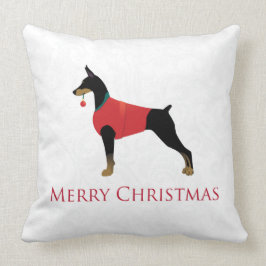 Almofada Doberman Pinscher Dog Feliz Design de Natal
