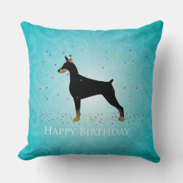 Almofada Doberman Pinscher Happy Birthday Design