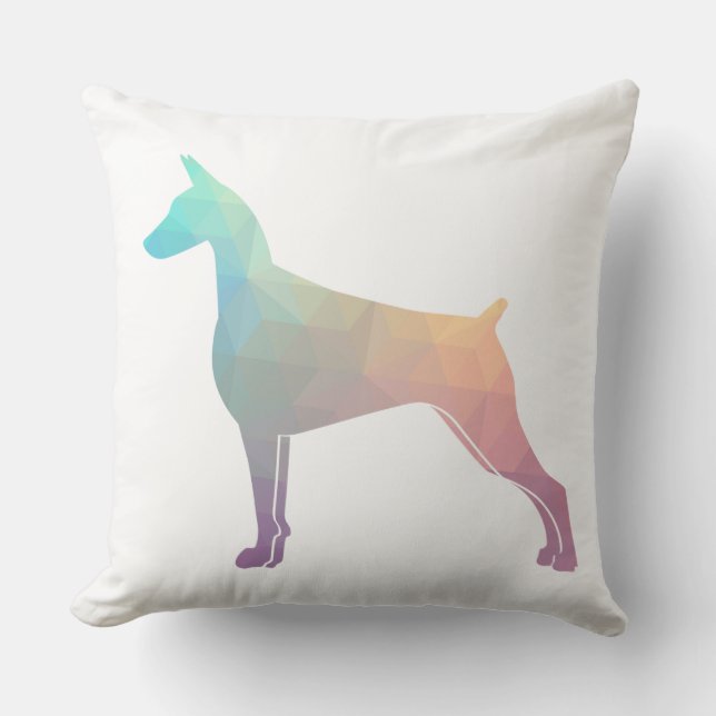 Almofada Doberman Pinscher Silhout Geométrico (Frente)