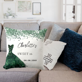 Almofada Doce 16 vestido verde esmeralda branco