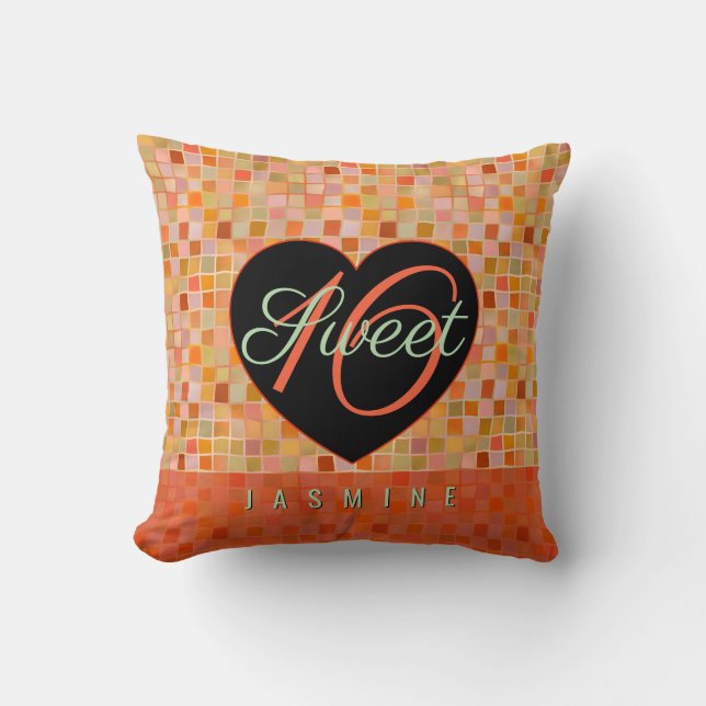 Almofada Doce adolescente de 16 coração negro (Frente)