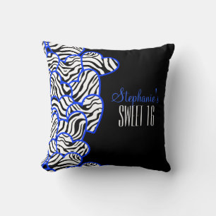 Almofada Doce azul doce dos corações da zebra travesseiro