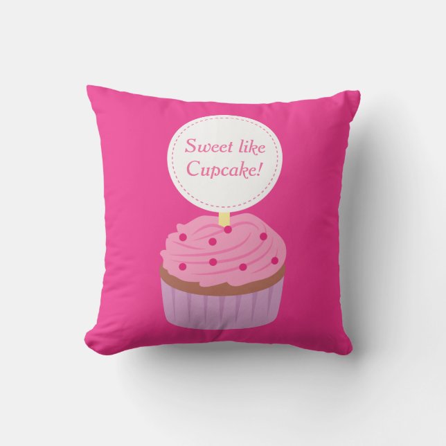 Almofada Doce como Cupcake, Rosa, Para Meninas (Frente)
