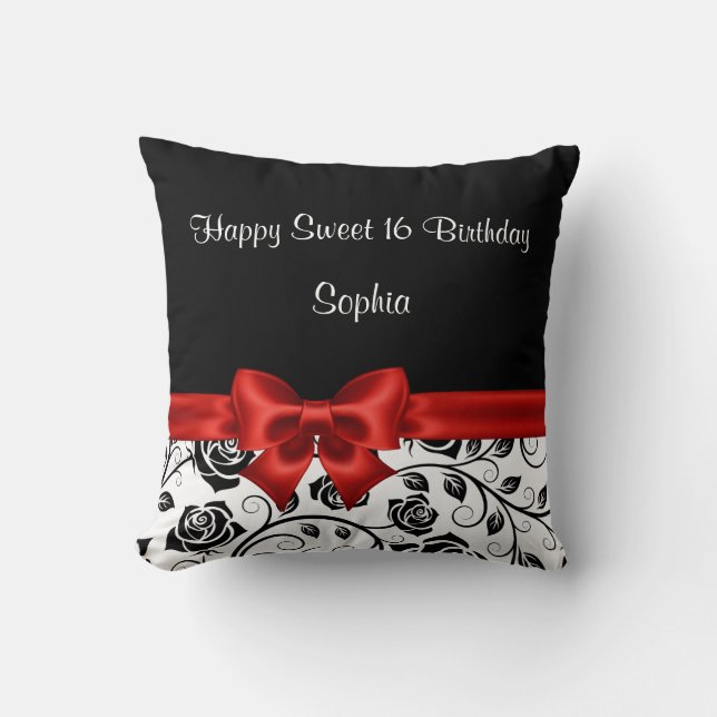 Almofada Doce monograma do travesseiro de 16 aniversários (Frente)