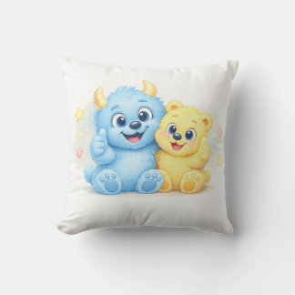 Almofada Doce Monstro Azul e Amarelo Melhores Amigos