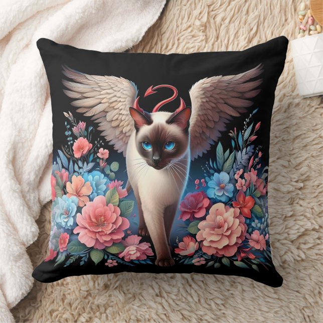 Almofada Doce Siamese Demon e Angel Cat (Cobertor)