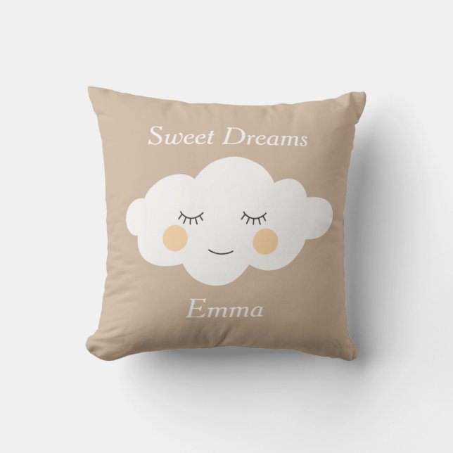 Almofada Doce Sonhos Nome Sleepy Kawaii Cloud Pastel (Frente)