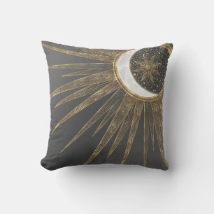 Almofada Dodles Dourados Elegantes Sun Moon Mandala Design