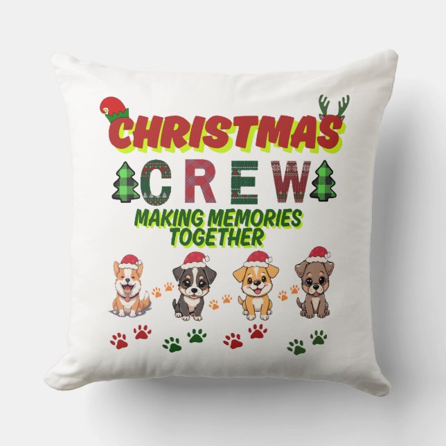 Almofada Dog Lover Christmas Family-Christmas crew dogs  (Frente)