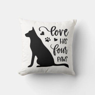 Almofada Dog Lover Quote Silhouette Black on White 16x16
