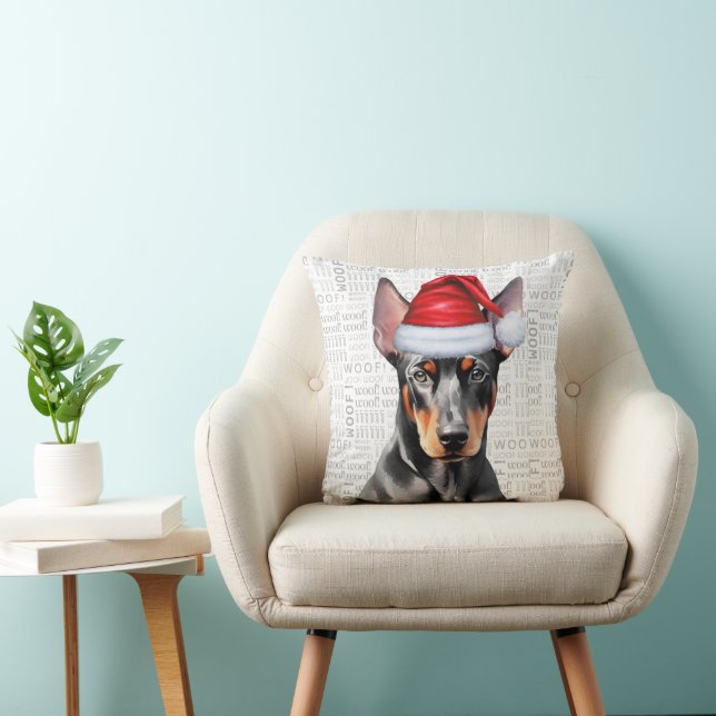 Almofada Dog Lover's Doberman Pinscher Christmas (Cadeira)