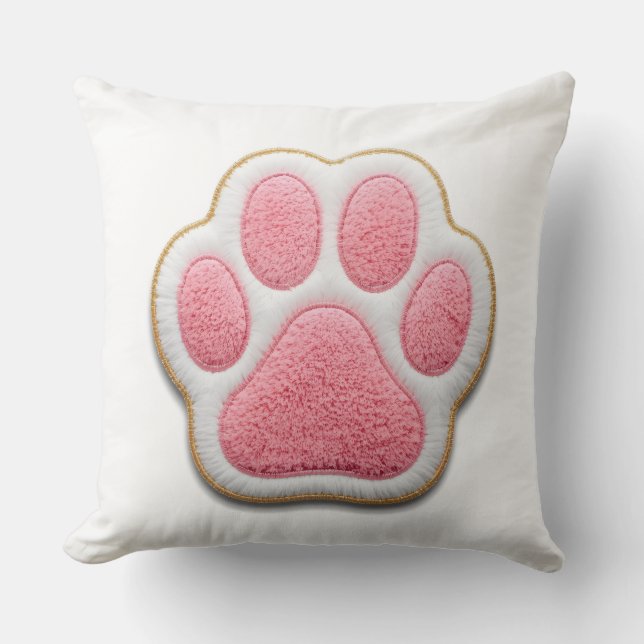 Almofada Dog Mom Throw Pillow | Embroidered Heart Paw Print (Frente)