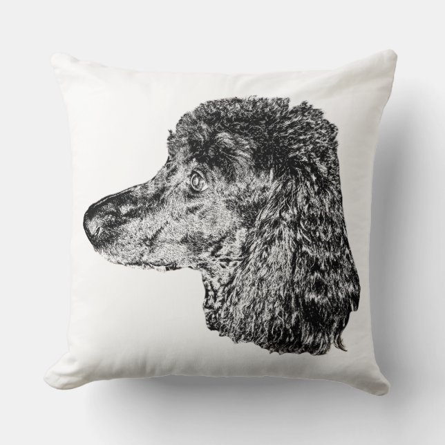 Almofada Dog Portrait Pillow – Detailed Black & White Art (Frente)