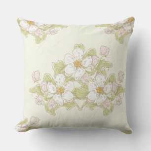 Almofada Dogwood branco & cor-de-rosa no travesseiro