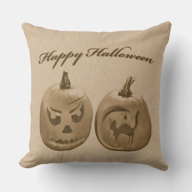 Almofada Dois Abóboras Feliz Halloween (Frente)