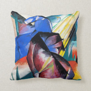 Almofada Dois cavalos vermelhos e azuis de Franz Marc