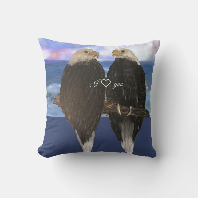 Almofada Dois Eagles e Modelo de Texto Personalizado (Frente)