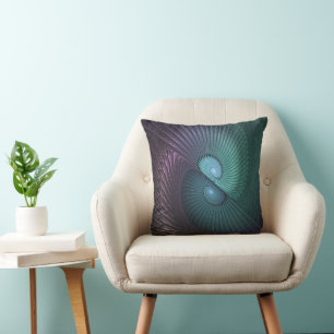 Almofada Dois Espirais Coloridos Arte Fractal Moderna Abstr