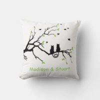 Dois Gatos Em Uma Árvore Verde Preto Personalizado