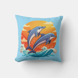 Almofada Dois golfinhos de desenho animado saltando