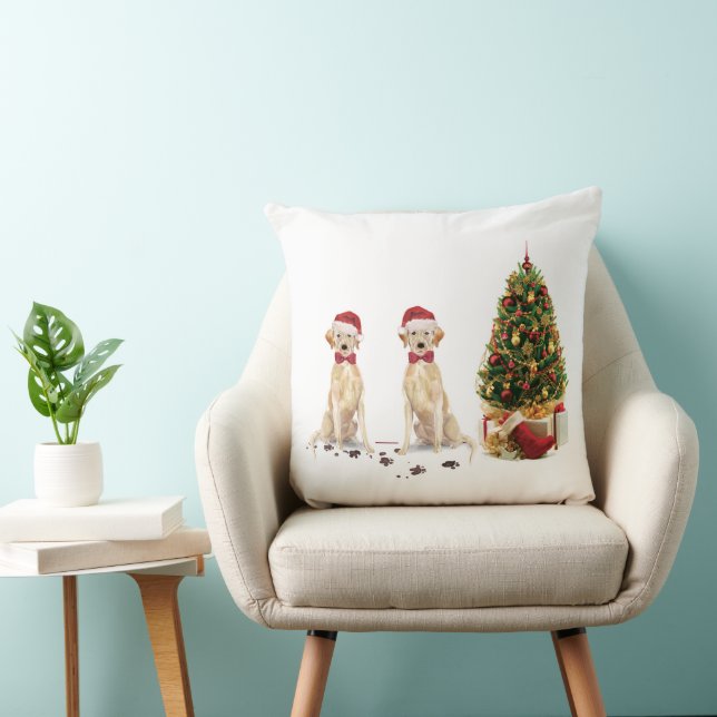 Almofada Dois Labradores retrievers Engraçado Cachorro de N (Cadeira)