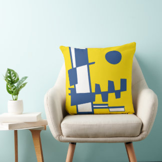 Almofada Dois Lados Da Etnia Amarelo Azul Branco