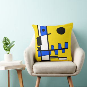 Almofada Dois Lados Da Etnia Amarelo Azul Branco