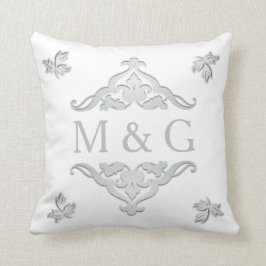 Almofada Dois monogramas com Scrollwork e folhas A24