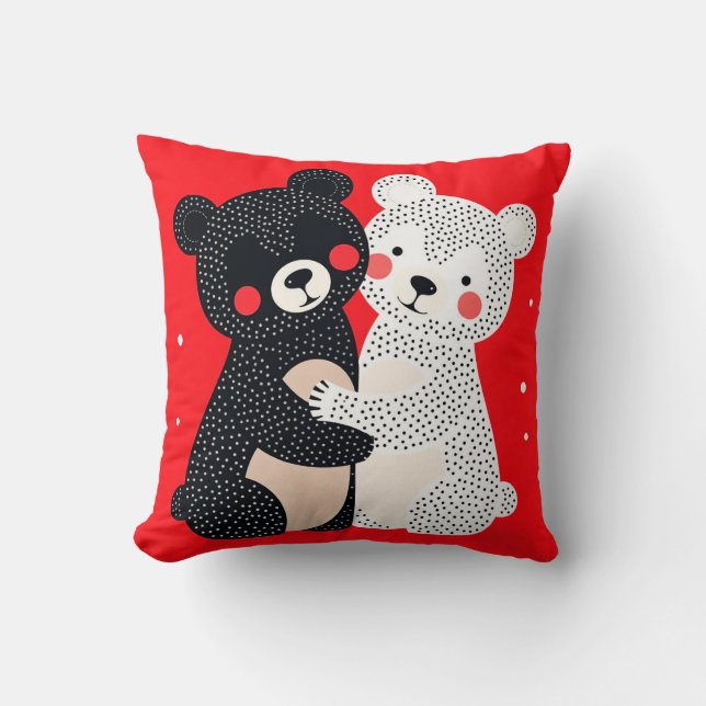 Almofada 🧸 Dois Ursos de Desenho Animado Presente de Decor (Frente)