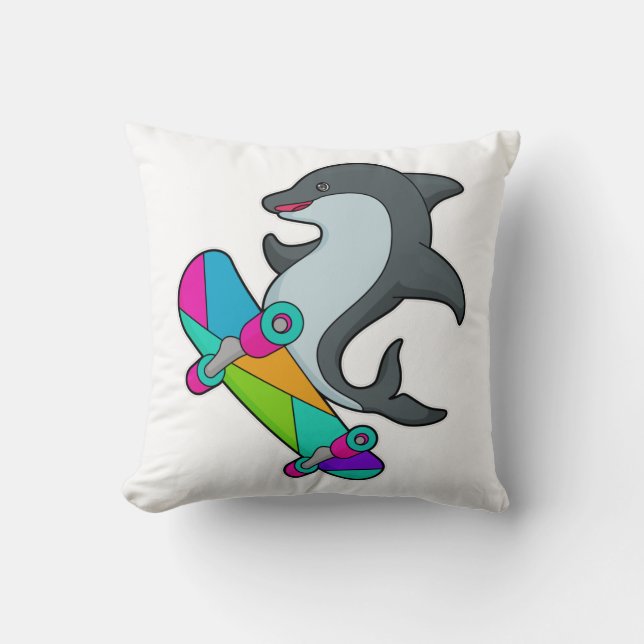 Almofada Dolpin como Skater com skate (Frente)