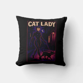 Almofada Dona de Gato Sass Cidade Noite Arte de Quadrinhos 