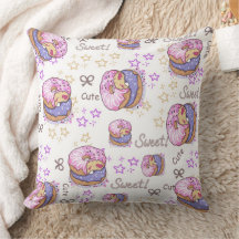 Donuts bonitos Padrão doce feminino Roxo Branco