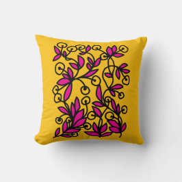 Almofada Doodle amarelo e rosa