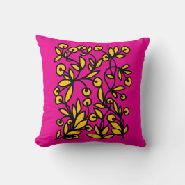 Almofada Doodle amarelo e rosa