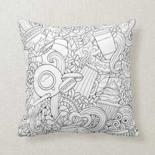 Almofada Doodle do café e do chá
