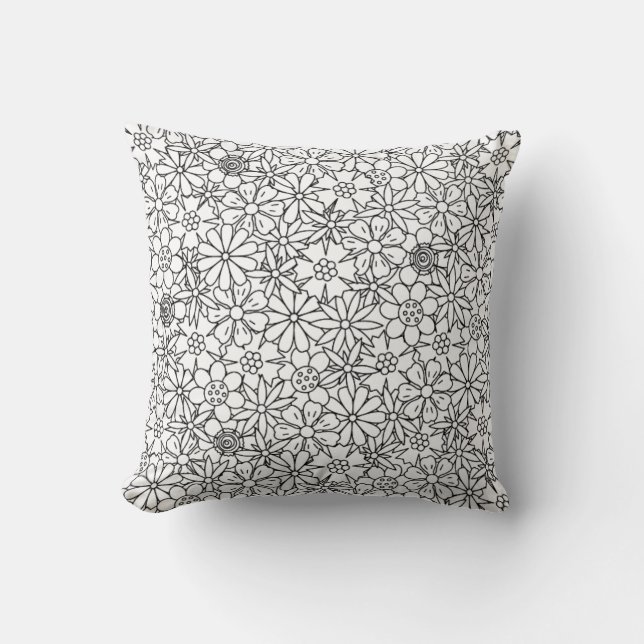 Almofada Doodle floral (Frente)