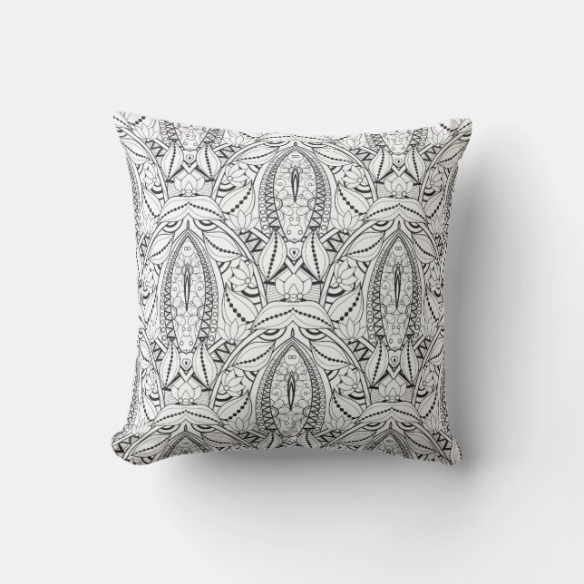 Almofada Doodle tribal abstrato (Frente)