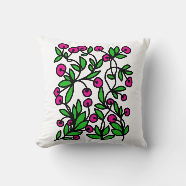 Almofada Doodle verde e rosa (Frente)