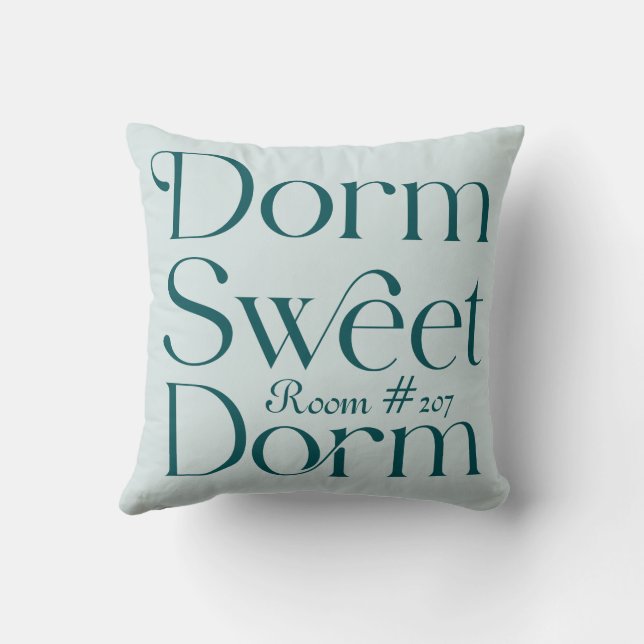 Almofada Dorm Sweet Dorm Teal Room Número (Verso)