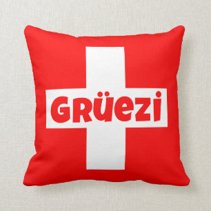 Almofada Dos mundos suíços da bandeira de Gruezi o olá!