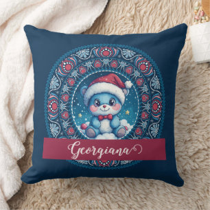 Almofada Dot do Urso Kawaii Personalizado de Natal Mandala