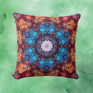 Almofada Dot Mandala Blue Red and Orange