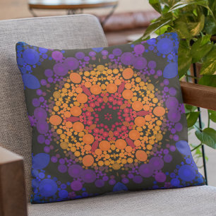 Almofada Dot Mandala Flor Amarelo Puro e Azul